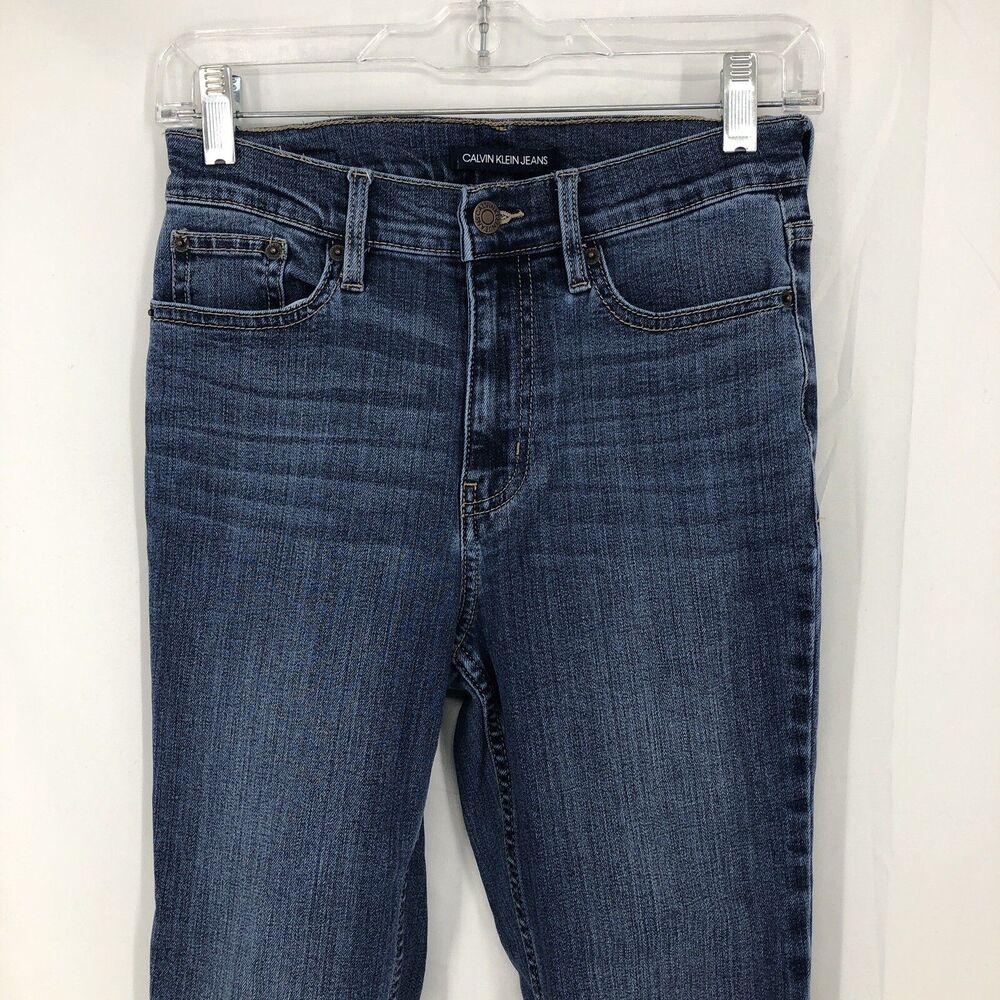 Calvin Klein High Rise Skinny Ankle Stretch Denim Blue Jeans Sz 4 (26x27)